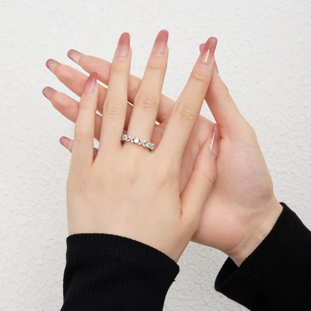 Flower CZ Eternity Ring 925 Sterling Silver