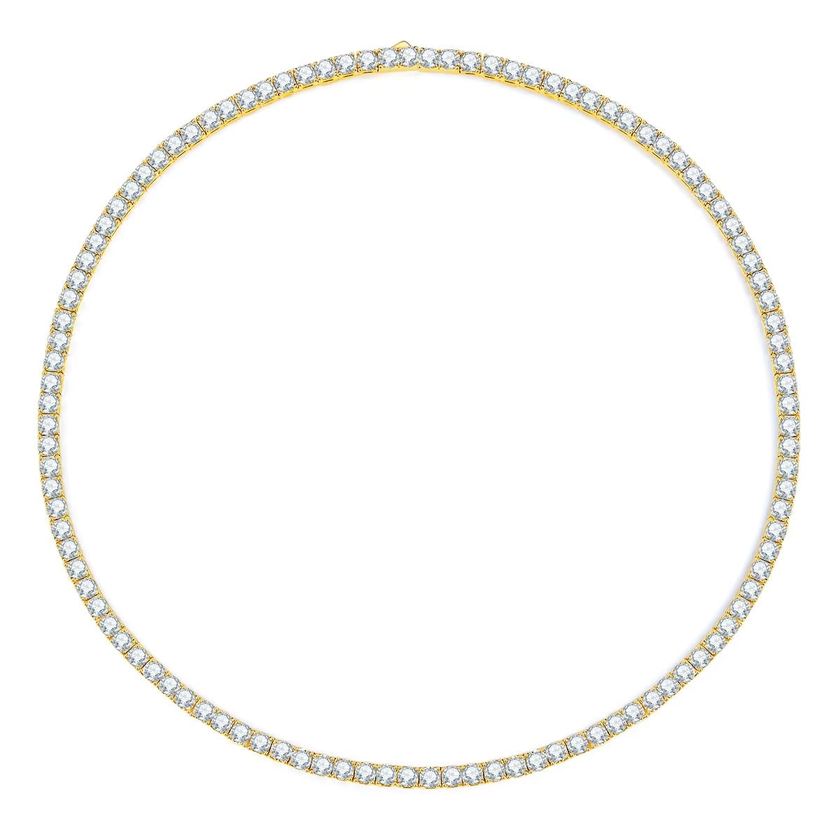 Gold Lab-Grown Diamond Tennis Necklace – Round Cut