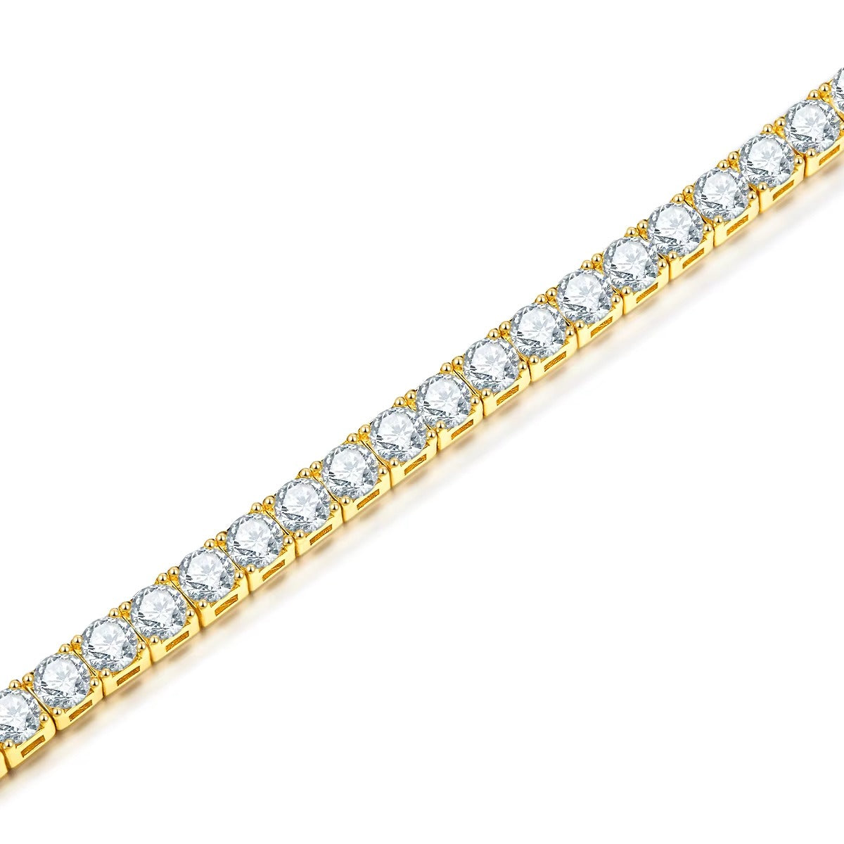 Gold Lab-Grown Diamond Tennis Necklace – Round Cut