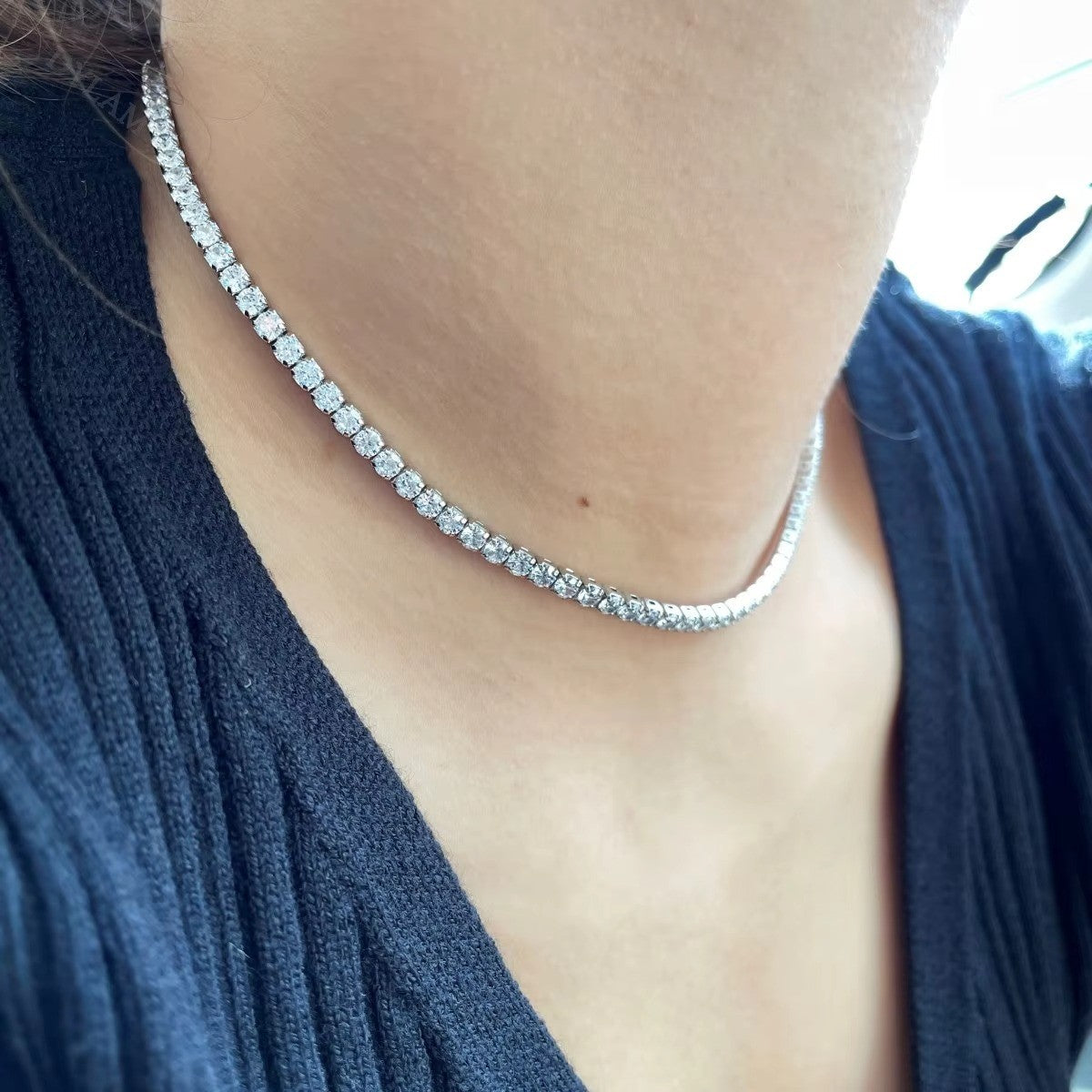 White Gold Iced Out Cuban Link Necklace 925 Silver