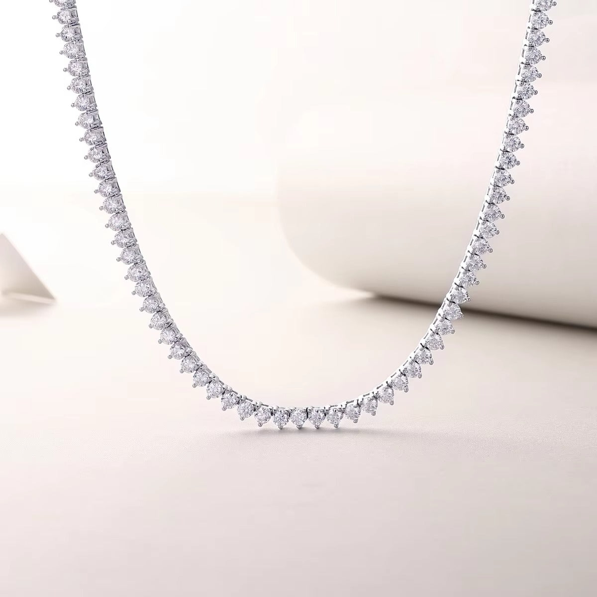 Gold Plated Sterling Silver Tennis Chain Necklace Collarbone Style