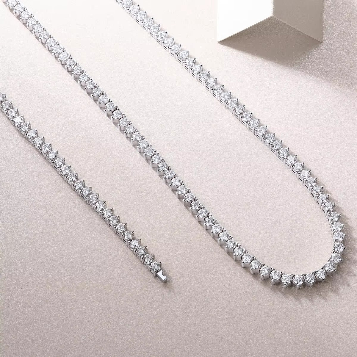 Gold Plated Sterling Silver Tennis Chain Necklace Collarbone Style