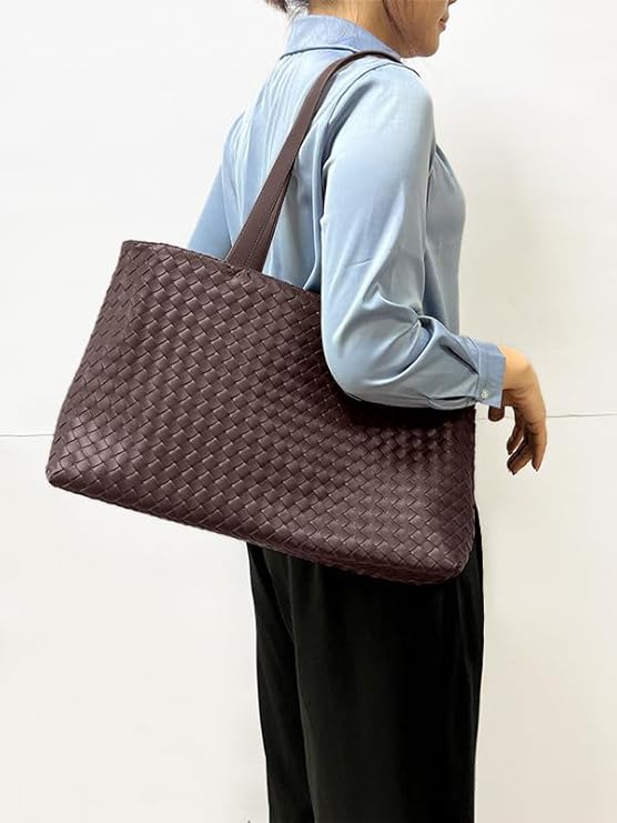 Woven Laptop Bag - Brown