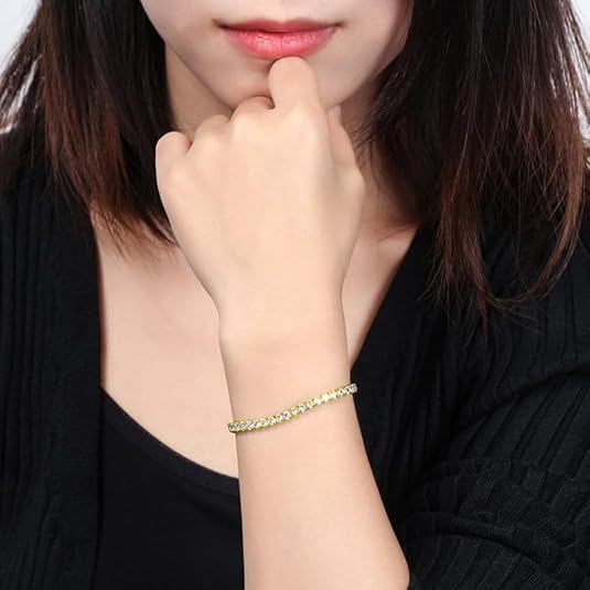 Tennis Bracelet with Double Clasp 3mm Gold