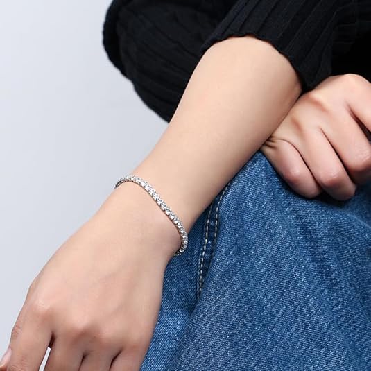 Sterling Silver Tennis Bracelet Lobster Claw 3mm Silver