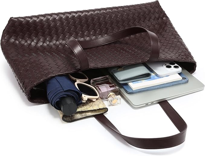 Woven Laptop Bag - Brown