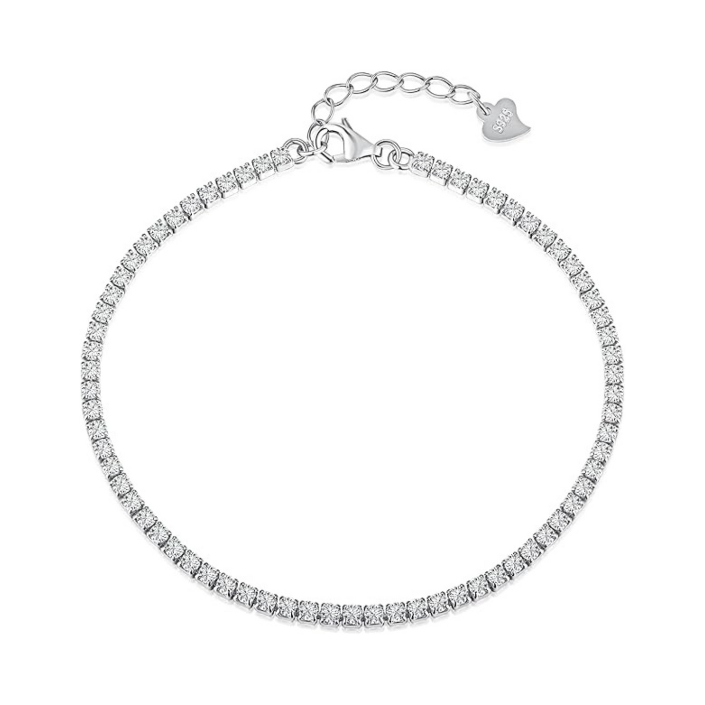 Sterling Silver Tennis Bracelet Lobster Claw 3mm Silver
