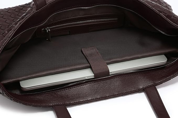 Woven Laptop Bag - Brown