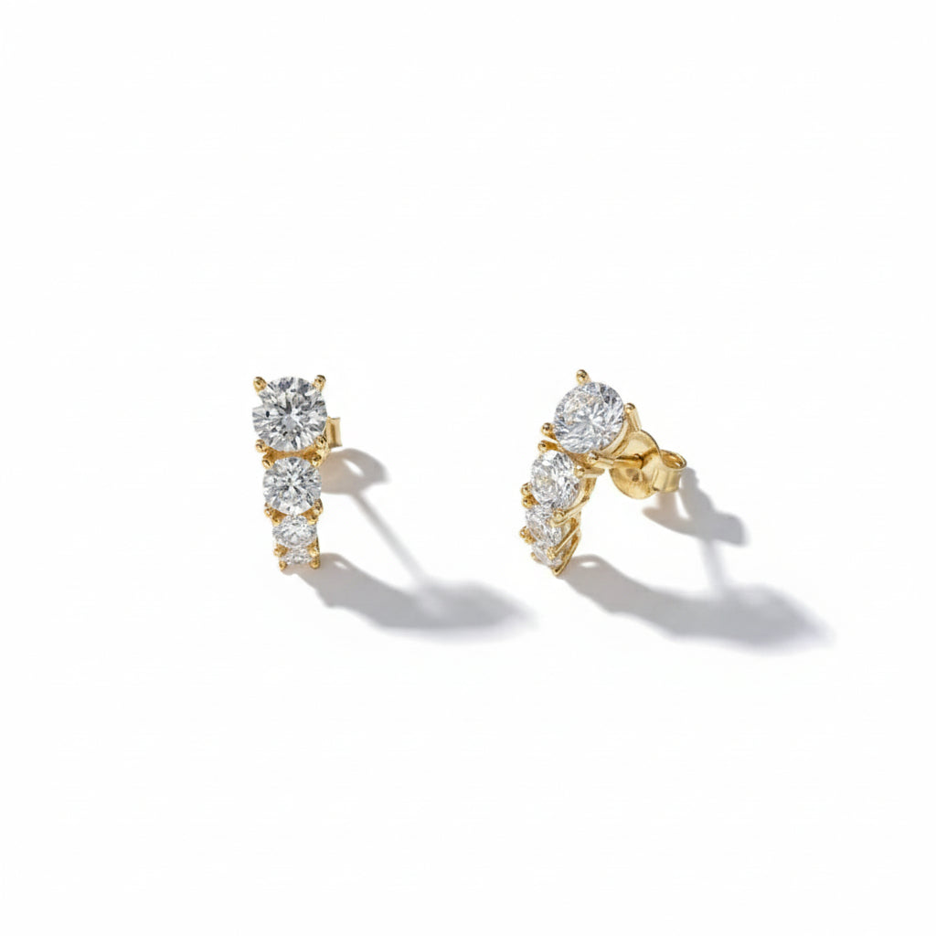 14K Gold Plated CZ Ear Crawler Earrings
