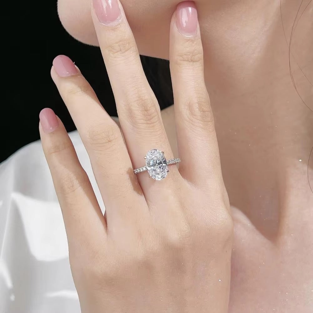 Luxury Silver Zircon Engagement Ring – 925 Silver