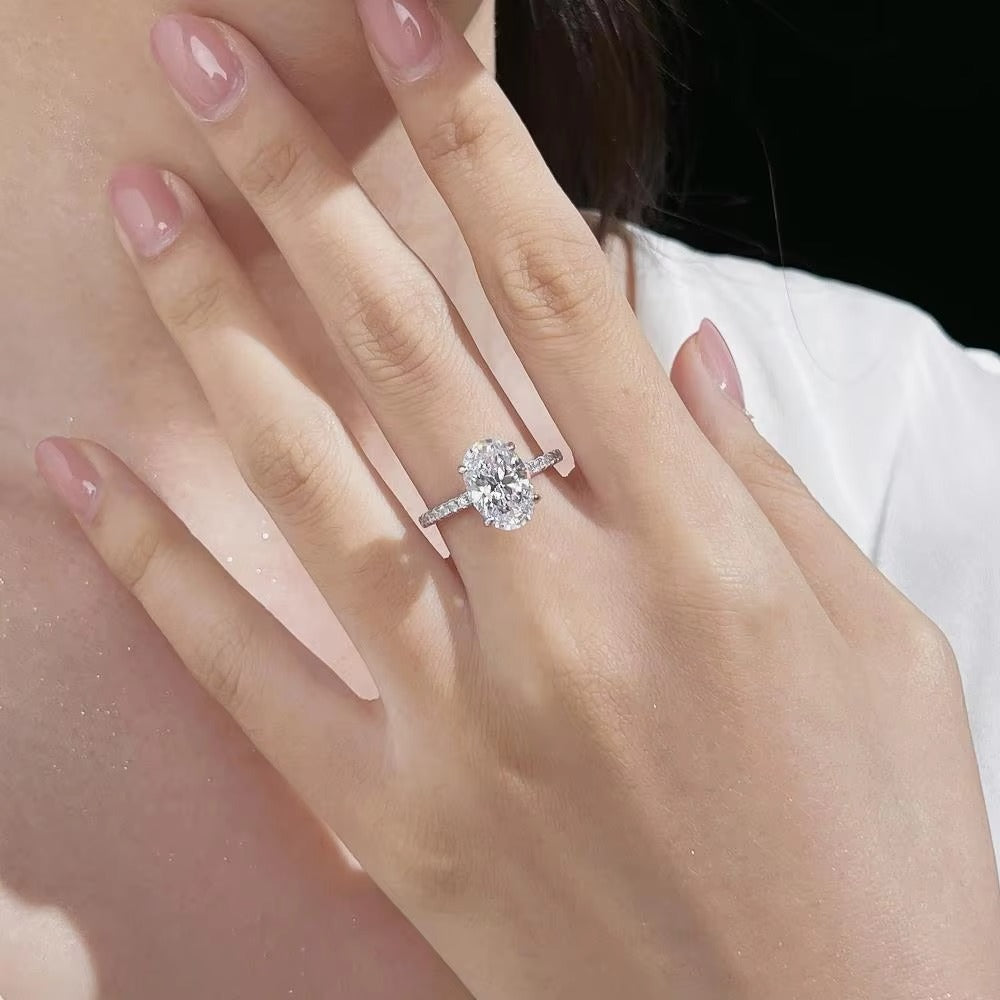 Luxury Silver Zircon Engagement Ring – 925 Silver