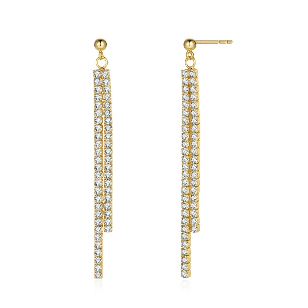 Hip-Hop CZ Chain Tassel Earrings for Women