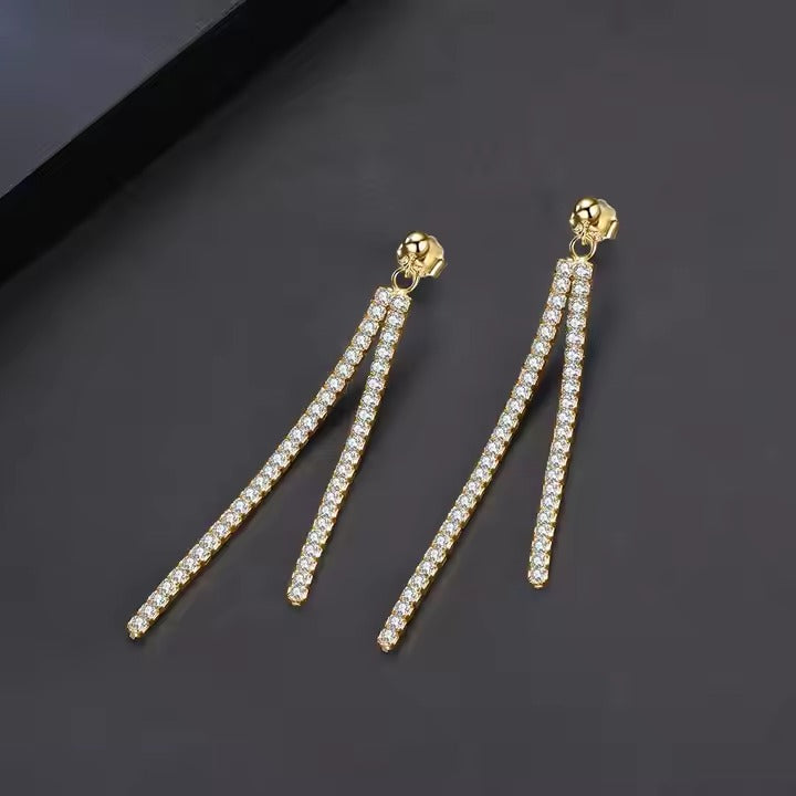Hip-Hop CZ Chain Tassel Earrings for Women
