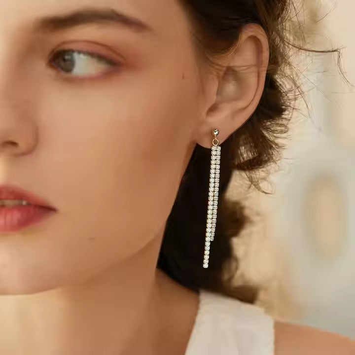 Hip-Hop CZ Chain Tassel Earrings for Women
