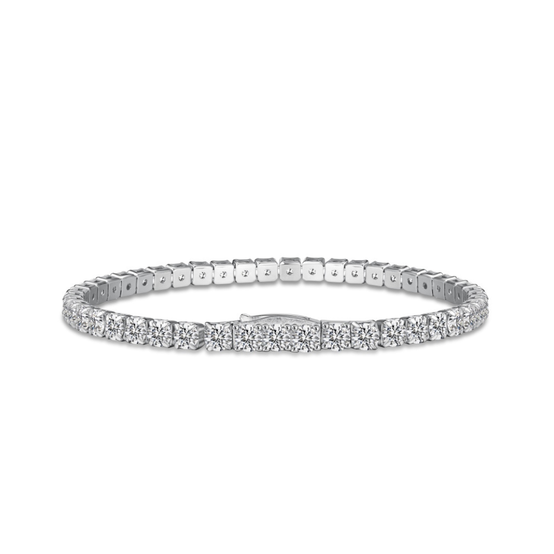 Tennis Bracelet with Hidden Clasp 4mm Silver
