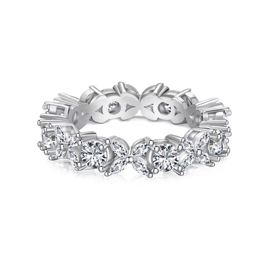 Flower CZ Eternity Ring 925 Sterling Silver