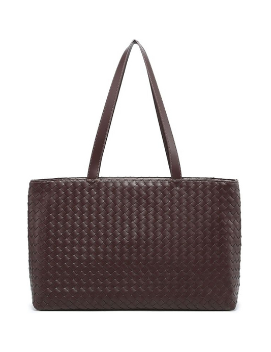 Woven Laptop Bag - Brown