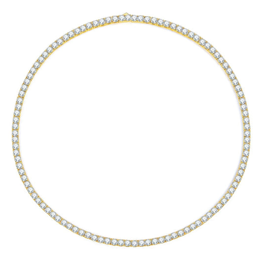 Gold Lab-Grown Diamond Tennis Necklace – Round Cut