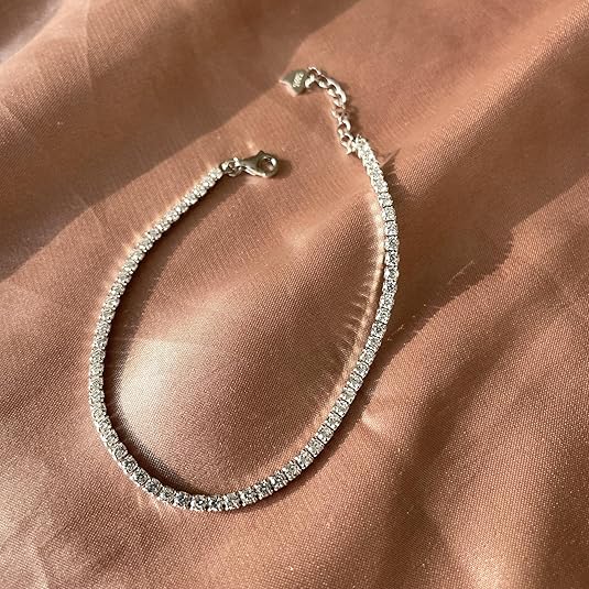 Sterling Silver Tennis Bracelet Lobster Claw 3mm Silver