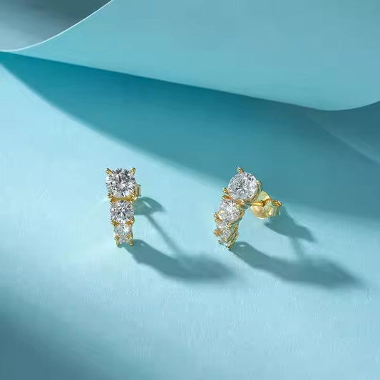 14K Gold Plated CZ Ear Crawler Earrings