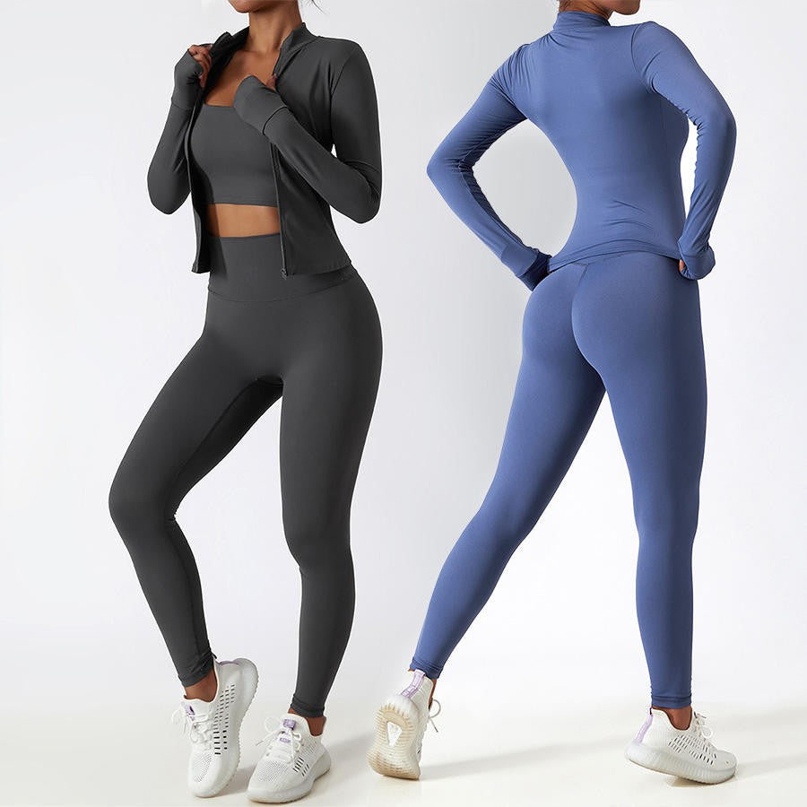 3-Piece Set | Jacket, Sports Bra & High-Waist Leggings