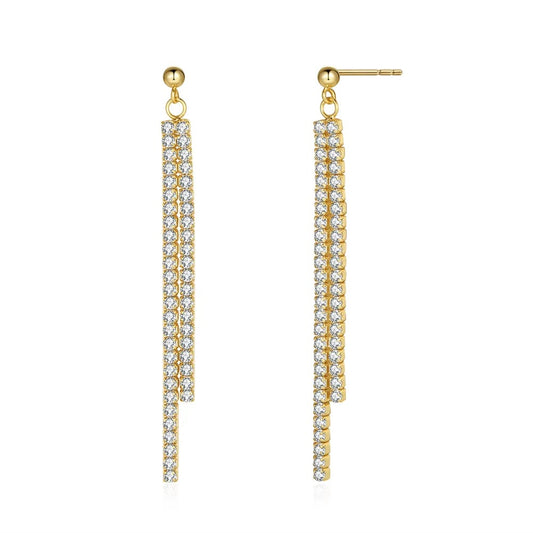 Hip-Hop CZ Chain Tassel Earrings for Women