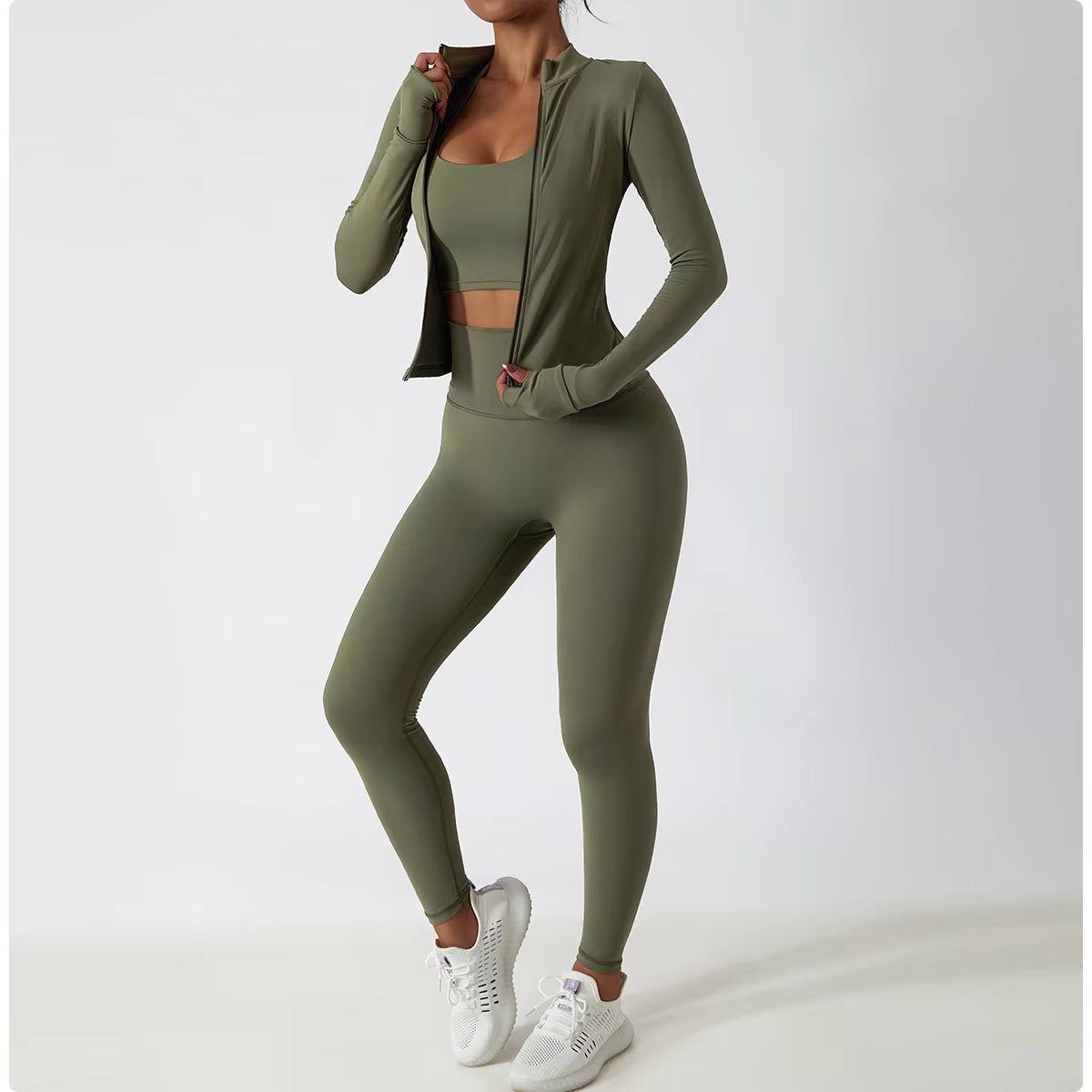 3-Piece Set | Jacket, Sports Bra & High-Waist Leggings