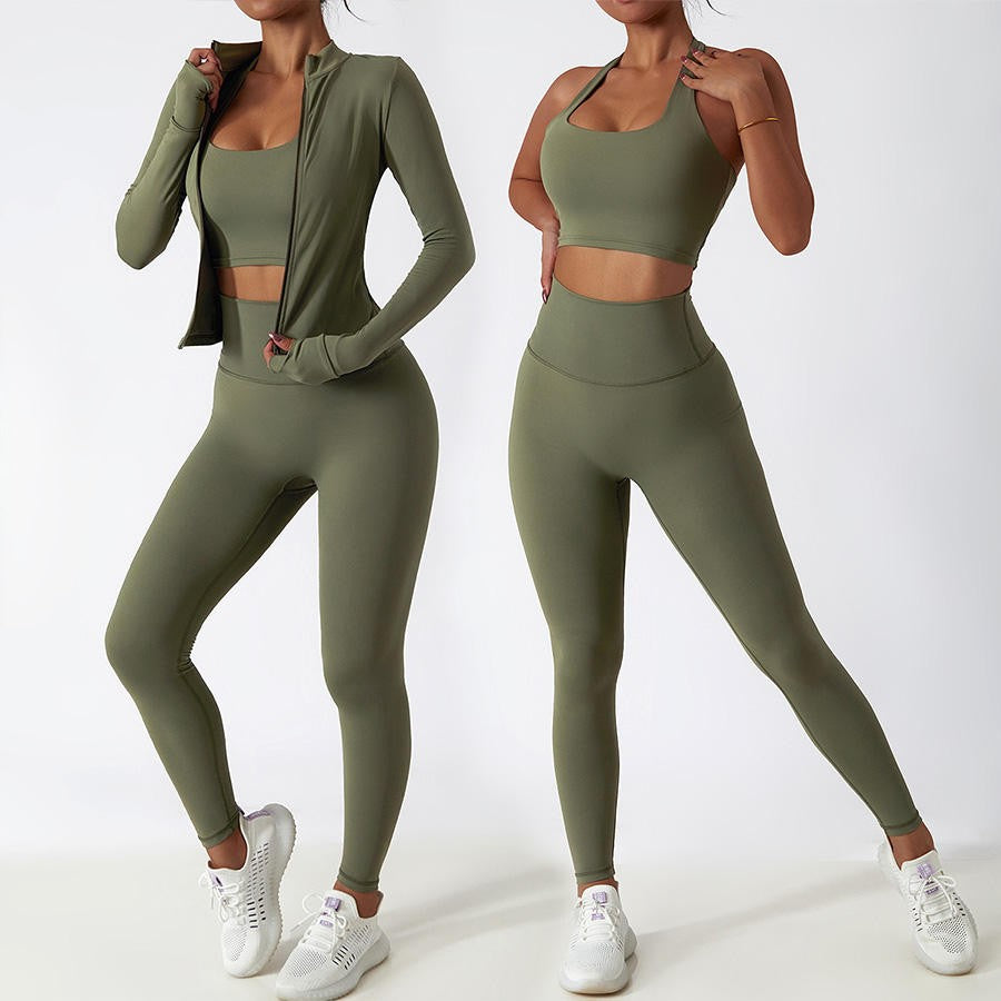 3-Piece Set | Jacket, Sports Bra & High-Waist Leggings
